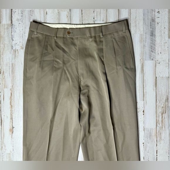 Brooks Brothers Country Club Saxxon Wool Brown Dress Pants Pleated 36x32 - Picture 3 of 10